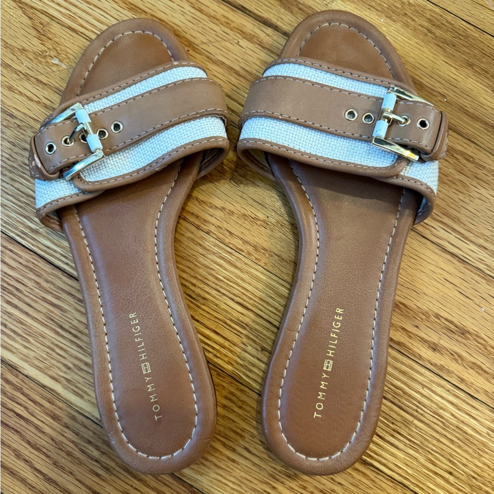 Tommy Hilfiger Women's Brown and Cream Sandals